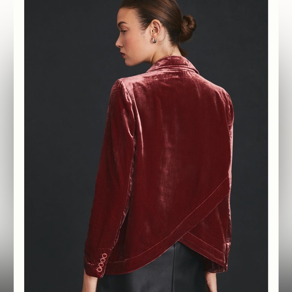 NWT Anthropologie Velvet Criss Cross Blazer in Wine - Picture 2 of 8